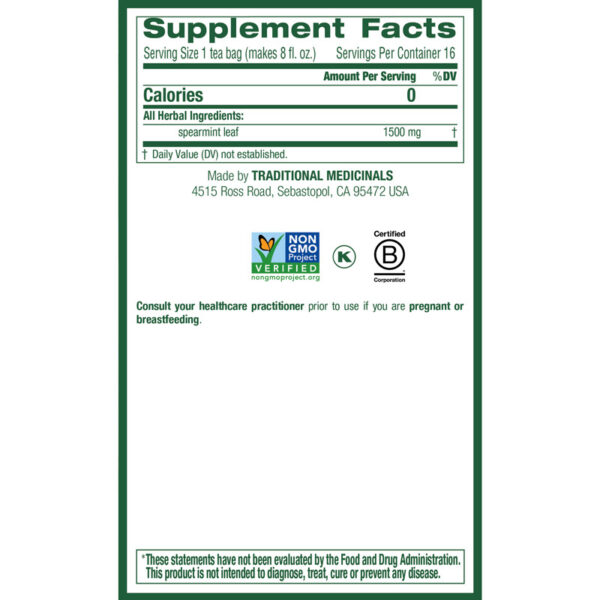 Traditional-Medicinals_Spearmint-Tea_Gruene-Minze-Tee_Supplement-Facts